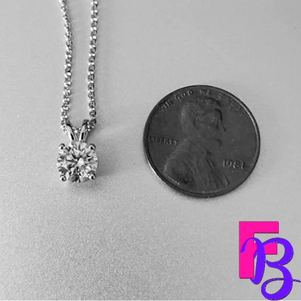 Moissanite Solitaire Pendant Necklace - Picture 6 of 14